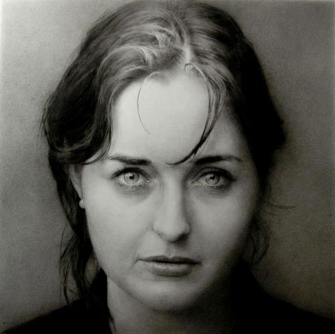 Artist: Paul EmsleyPortrait of Katherine Black chalk & pencil drawing