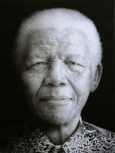 Artist: Paul Emsleyportrait of Nelson Mandela Black chalk and pencil drawing