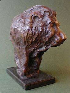 Bronze Posing Lion Head by JOHN W. MILLS