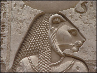 Wall carving on stone Head of the SEKHMET